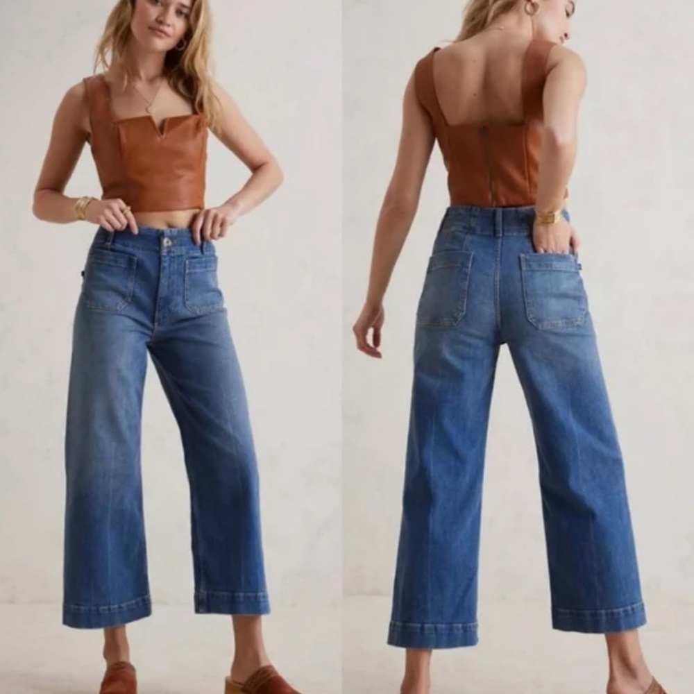 Pilcro The Skipper Wide Leg Cropped Jeans Anthropologie Size 28
